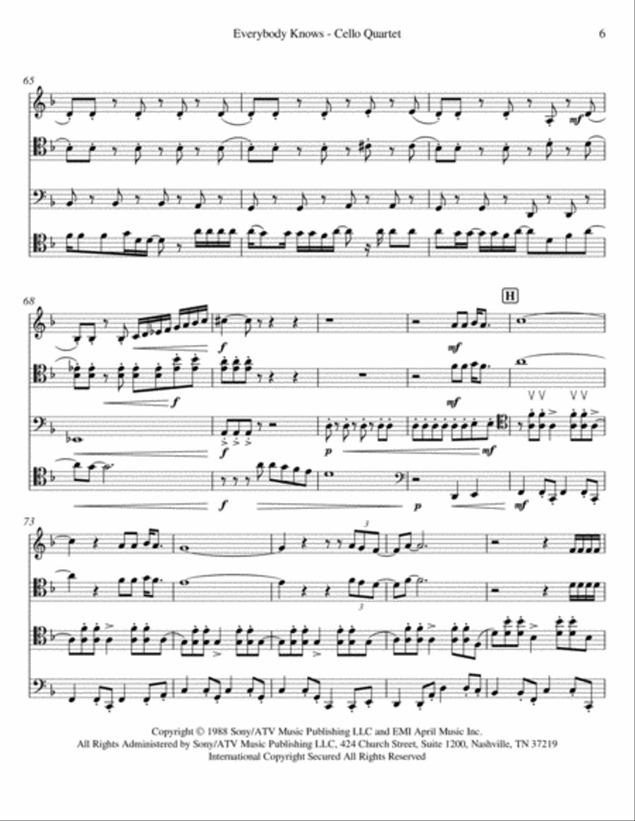Everybody Knows Cello scores gallery preview page 6