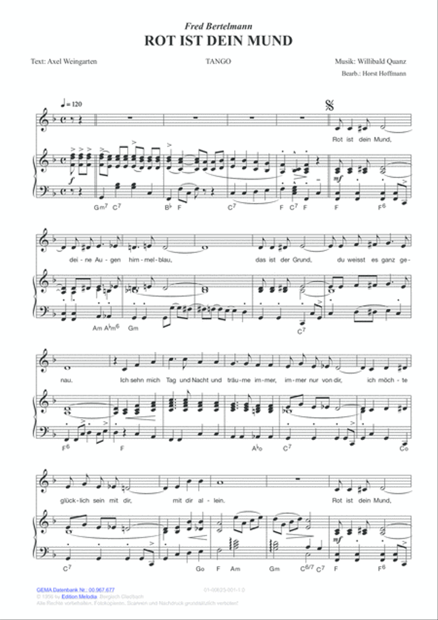 Rot ist dein Mund Rot ist dein Mund Piano, Vocal, Guitar scores gallery preview page 2