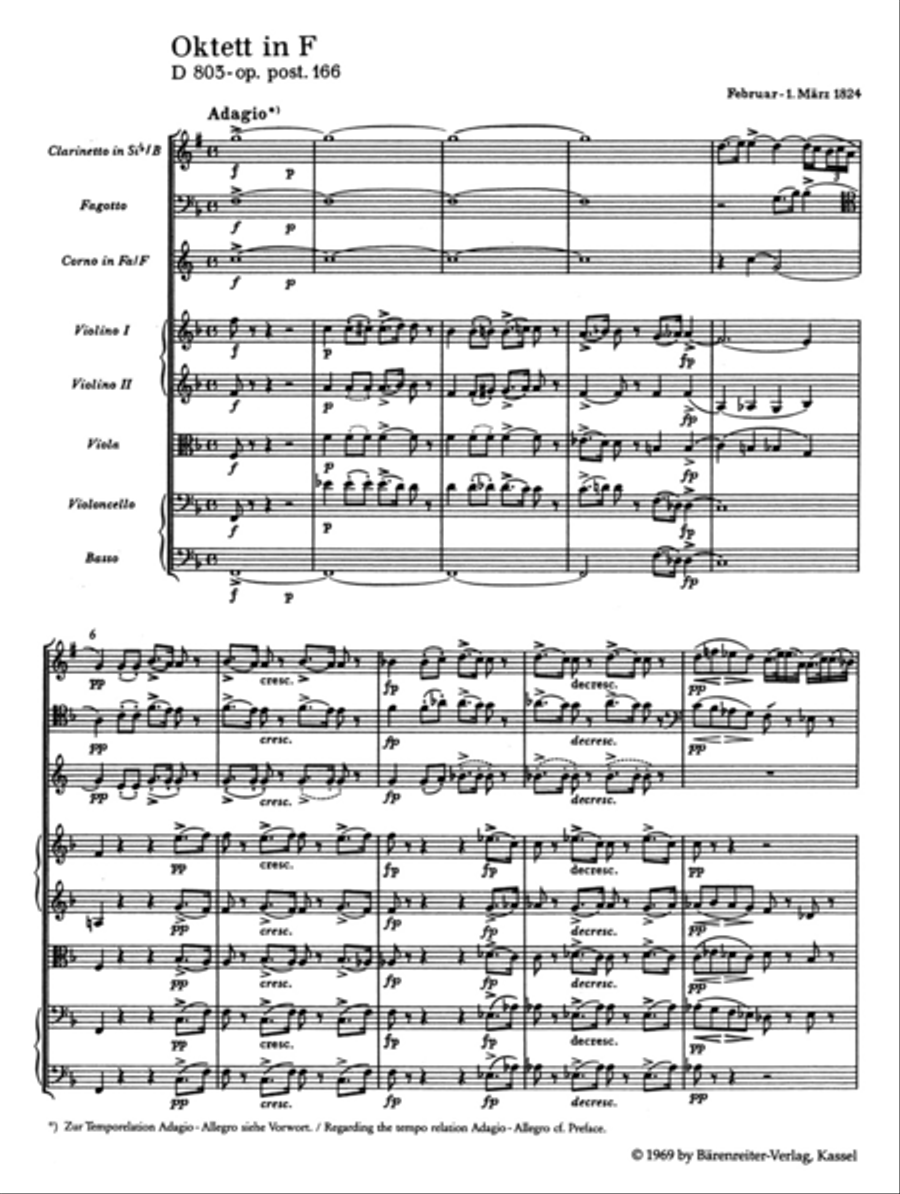 Octet in F major, op. post.166 D 803 Bassoon scores gallery preview page 2