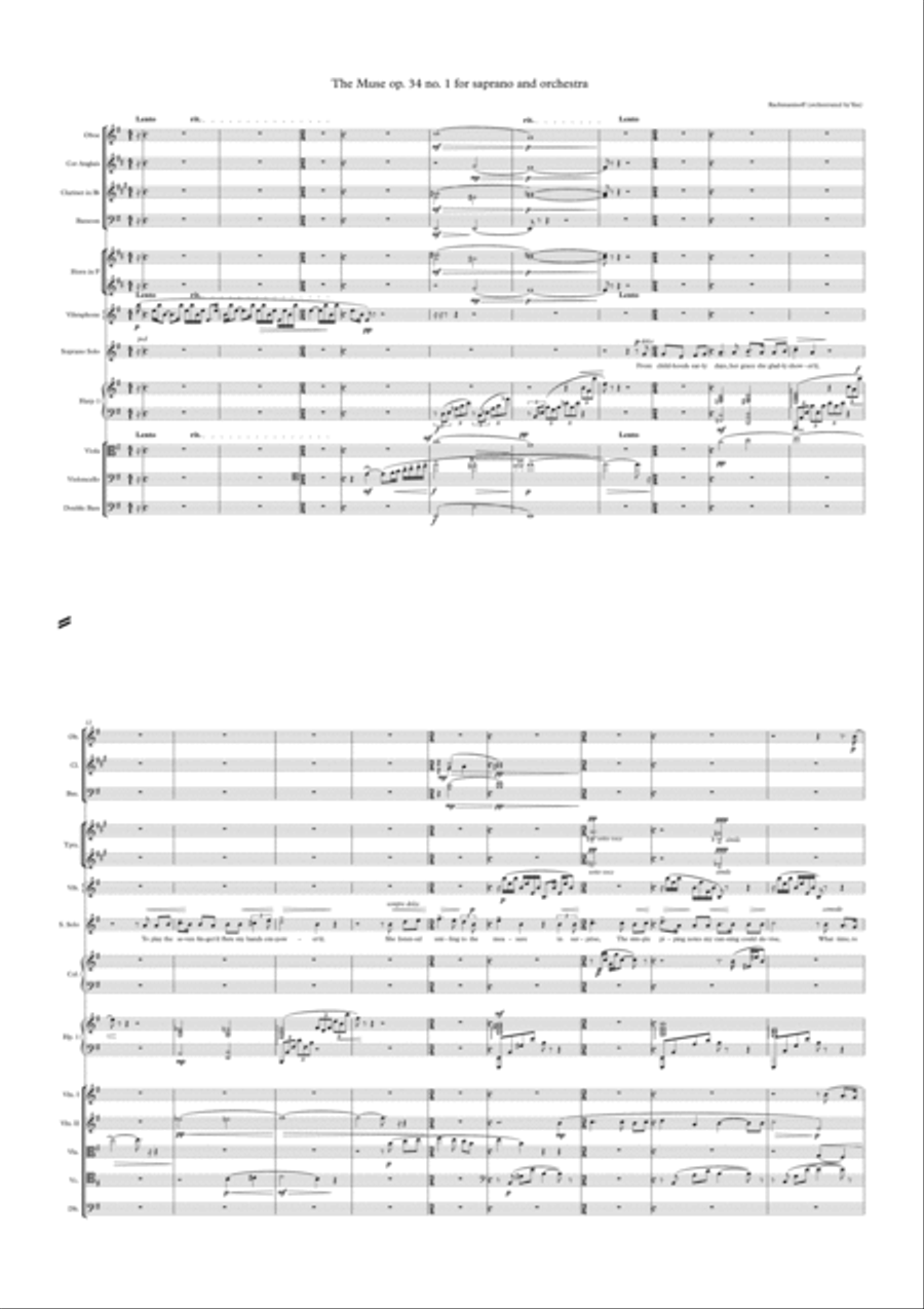 Rachmaninov: The Muse Op. 34 no. 1 (Orchestrated song) Full Orchestra scores gallery preview page 1