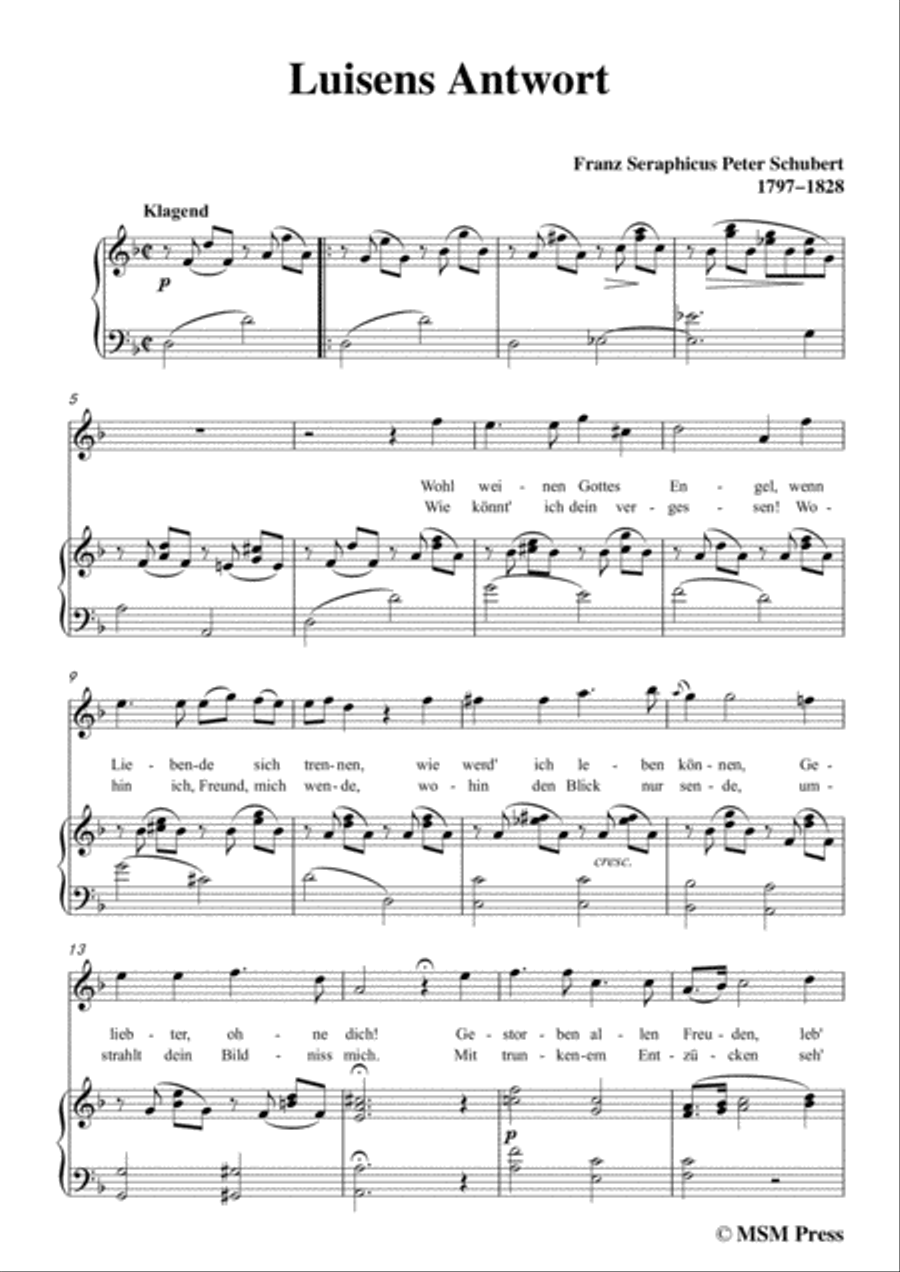 Schubert-Luisens Antwort,in d minor,for Voice&Piano Voice scores gallery preview page 3