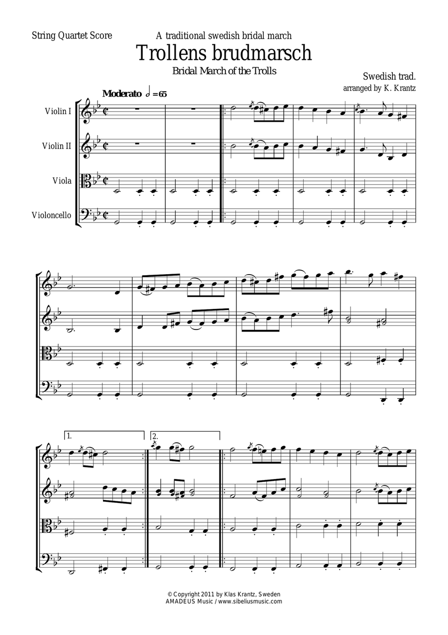 Swedish folk music for string quartet String Quartet scores gallery preview page 6