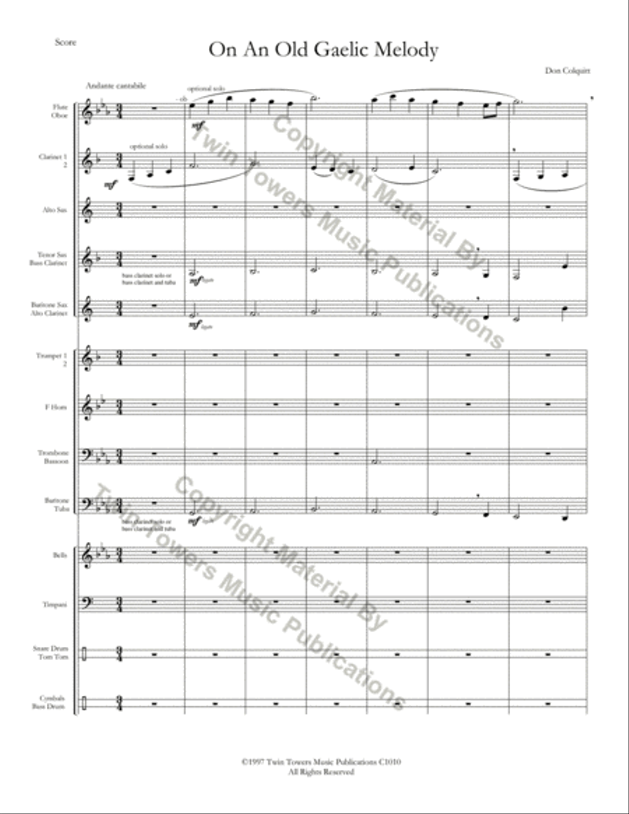 On An Old Gaelic Melody Concert Band scores gallery preview page 4