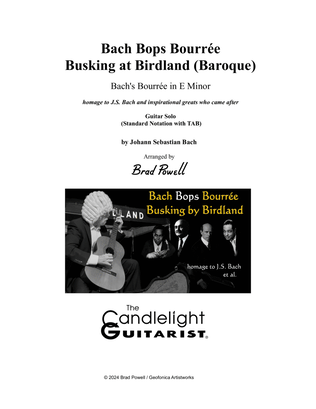 Book cover for Bourrée in E minor (Bach Bops Bourrée Busking by Birdland, Baroque)