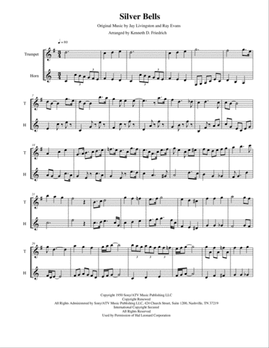 Silver Bells Silver Bells Brass Duet scores gallery preview page 1