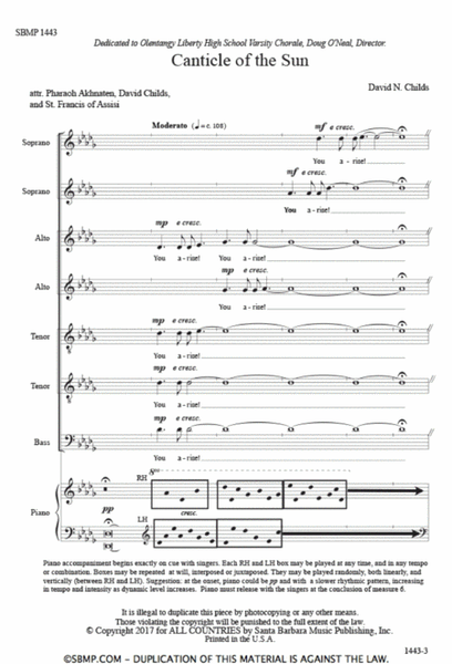 Canticle of the Sun - SATB divisi Octavo image number null