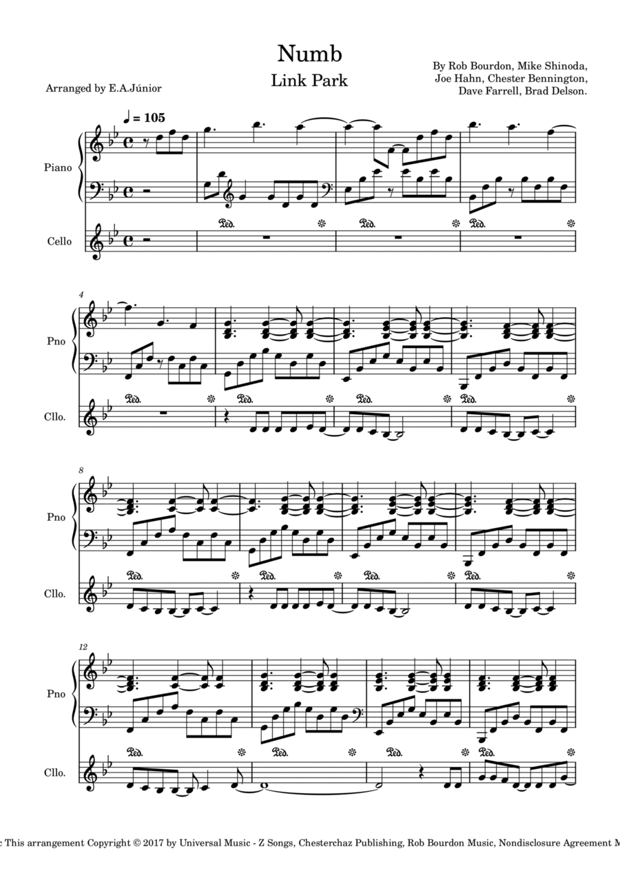 Numb Piano scores gallery preview page 1