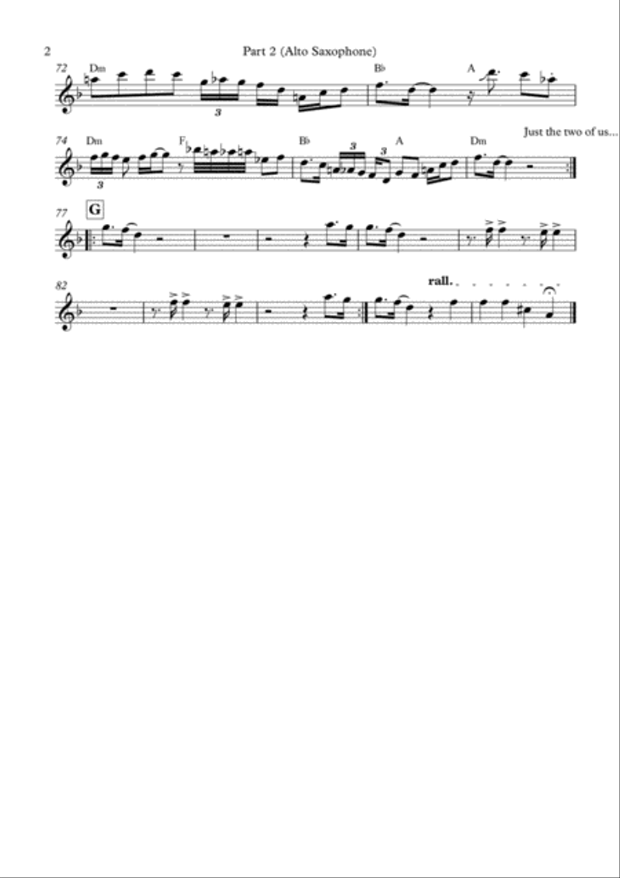 Just the two of store us tenor sax sheet music