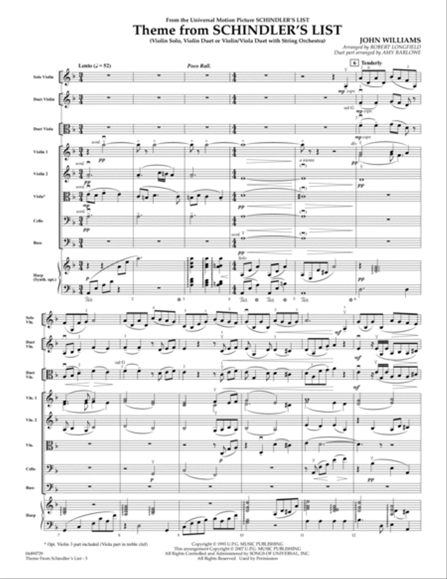 Theme from Schindler's List - Full Score Score scores gallery preview page 3