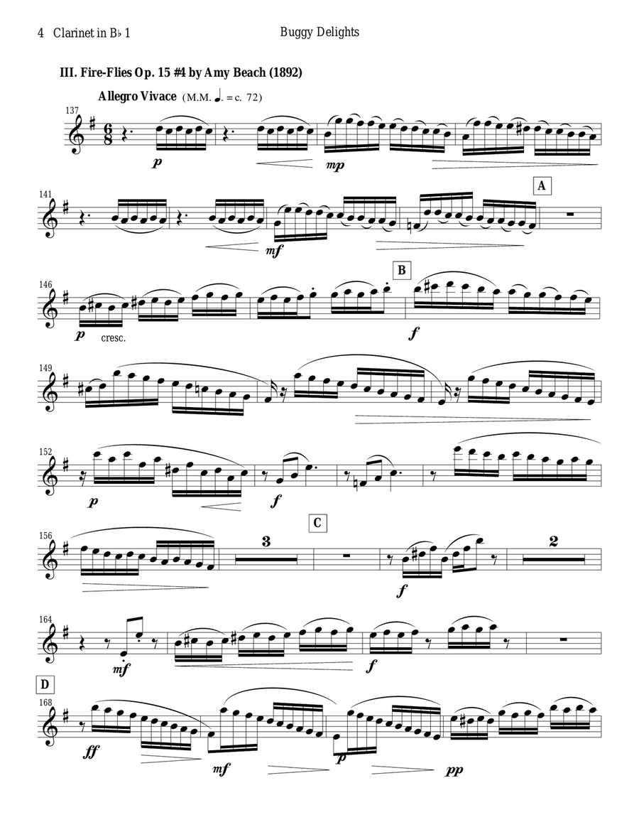 Buggy Delights, Insect Music for Clarinet Quartet Clarinet Quartet scores gallery preview page 4