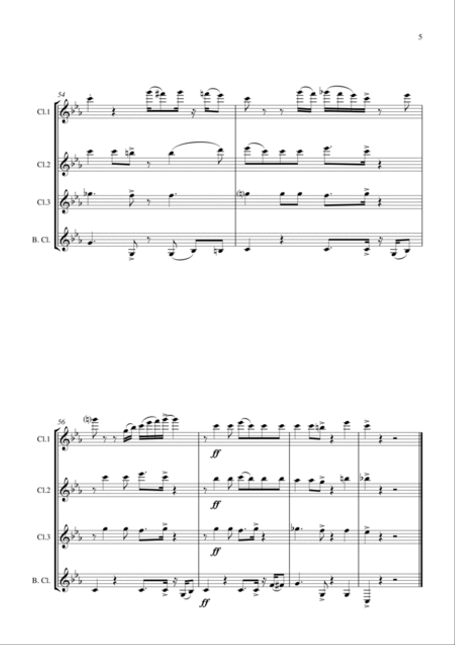 Ev'rybody Wants To Be A Cat Clarinet Quartet scores gallery preview page 5