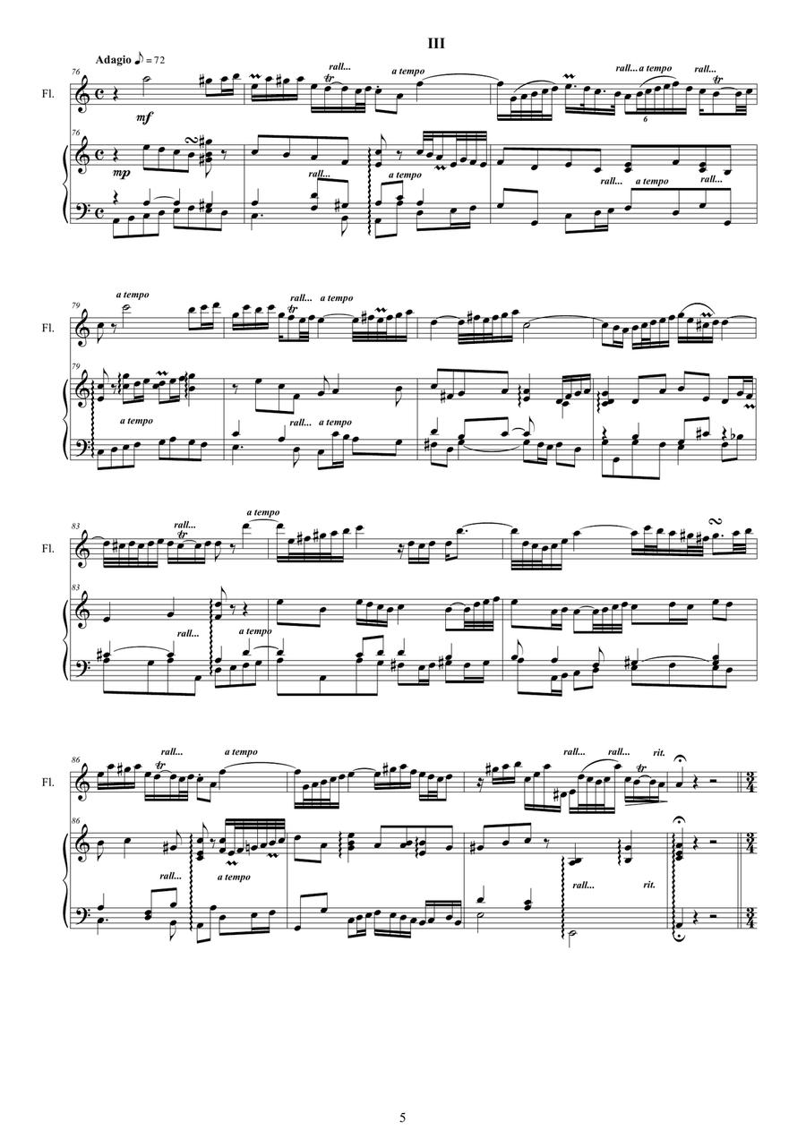 Bach - Flute Sonata in C major BWV 1033 for Flute and Harpsichord or Piano Flute scores gallery preview page 5