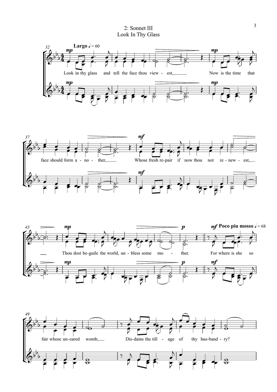 Three Shakespeare Sonnets (SSAA choir) SSAA scores gallery preview page 3