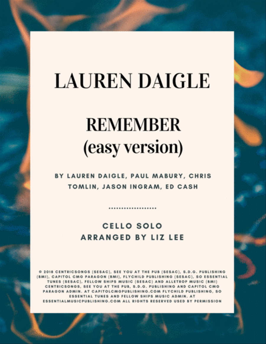 Remember Cello Solo scores gallery preview page 1