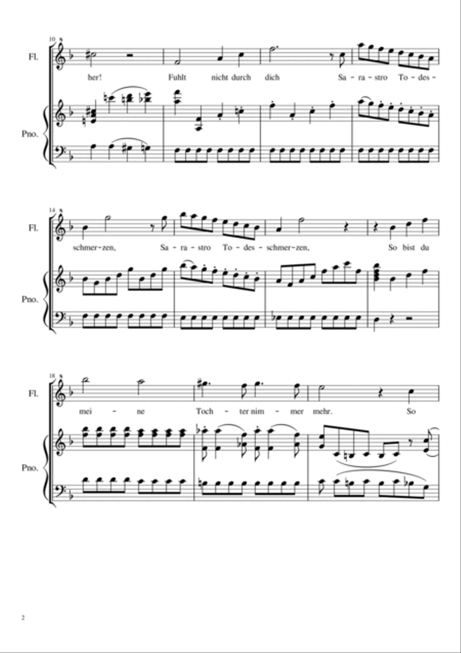 Mozart - Queen of the Night Aria K.620 - La Flauta Magica - For Flute & Piano Flute Solo scores gallery preview page 2