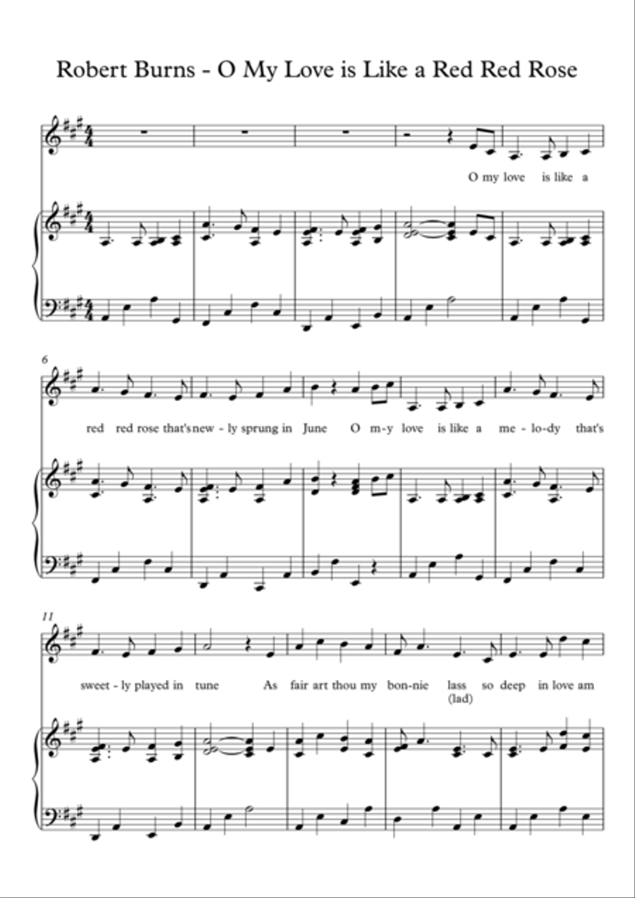Robert Burns - O My Love Is Like a Red Red Rose Vocal Duet scores gallery preview page 1