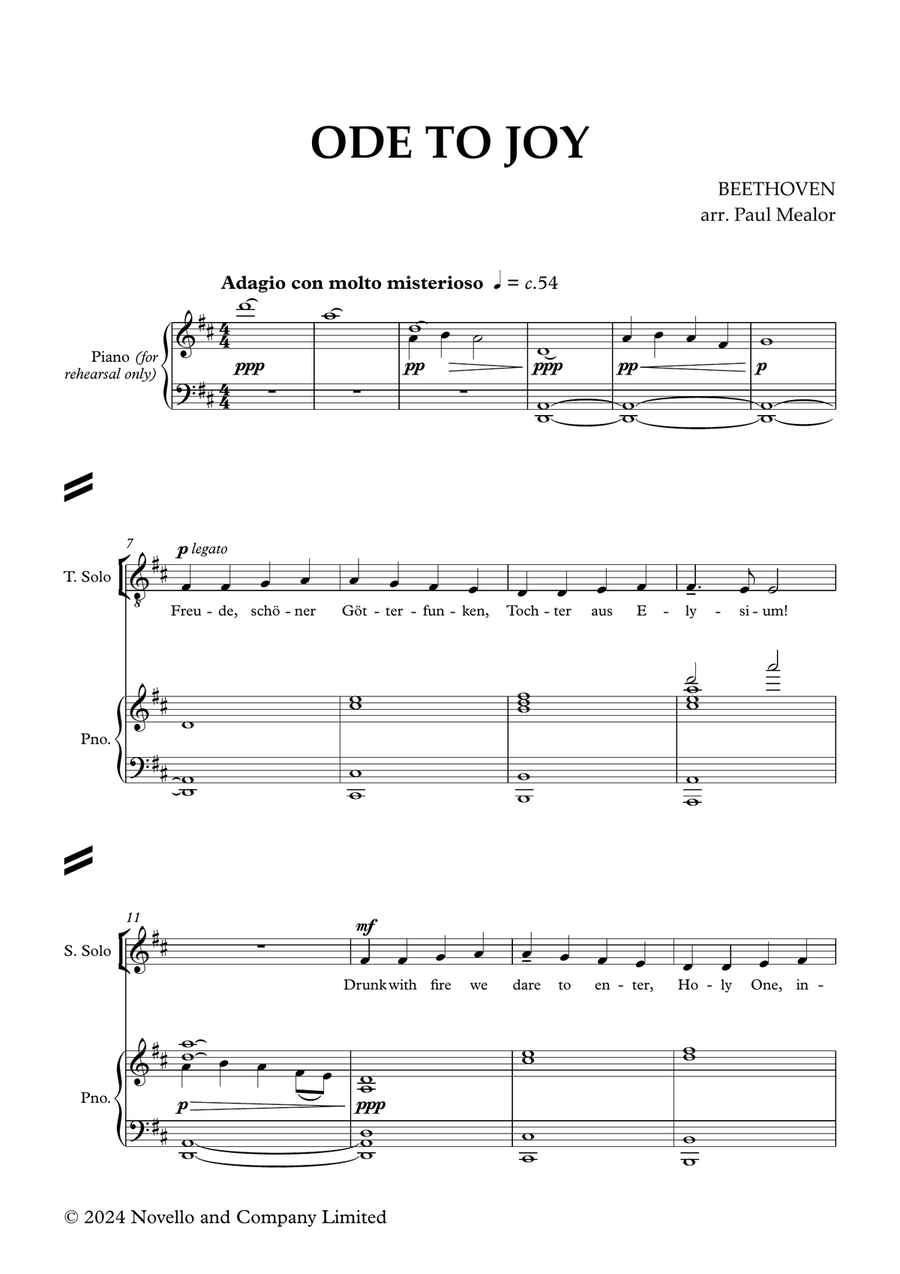 Ode To Joy (arr. Paul Mealor) 4-Part scores gallery preview page 1