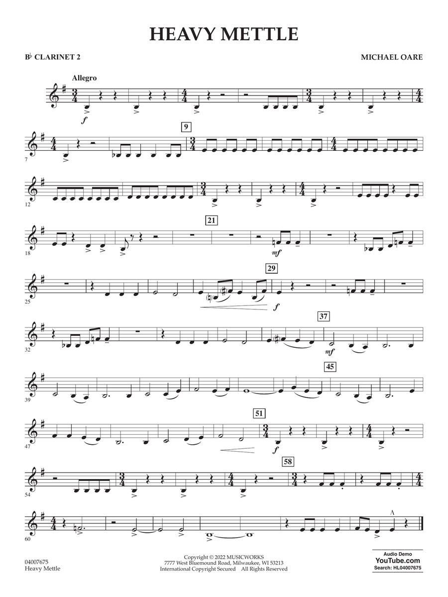 Heavy Mettle - Bb Clarinet 2 Concert Band scores gallery preview page 1