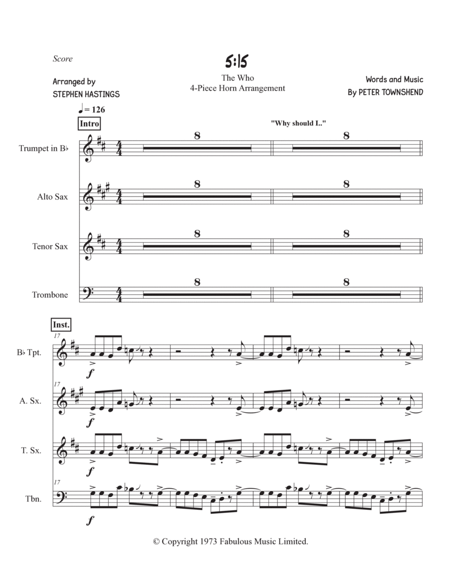 5:15 Tenor Saxophone scores gallery preview page 1