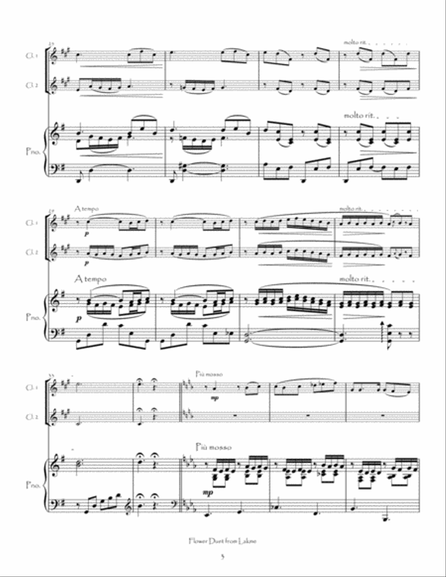 Flower Duet from Lakme for Clarinet Duet and Piano Clarinet Duet scores gallery preview page 6