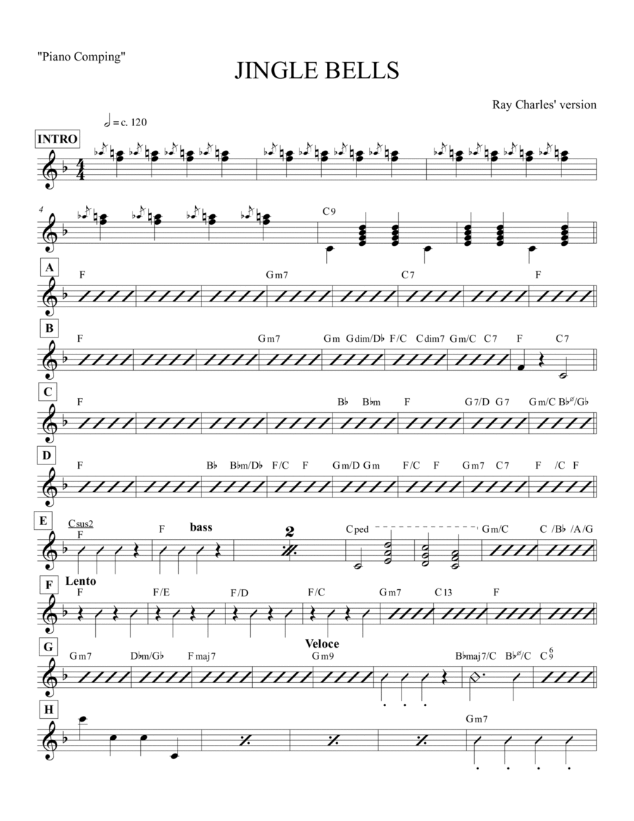 Jingle Bells Piano Solo scores gallery preview page 1