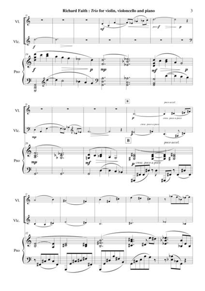 Richard Faith : Trio for violin, violoncello and piano, score and parts
