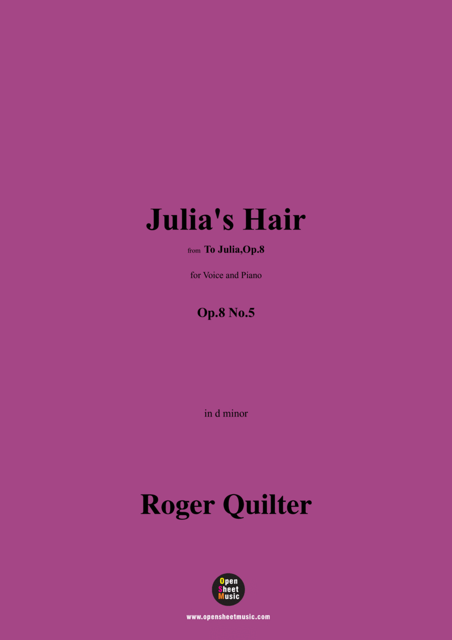 Quilter-Julia's Hair,in d minor,Op.8 No.5 Voice scores gallery preview page 1