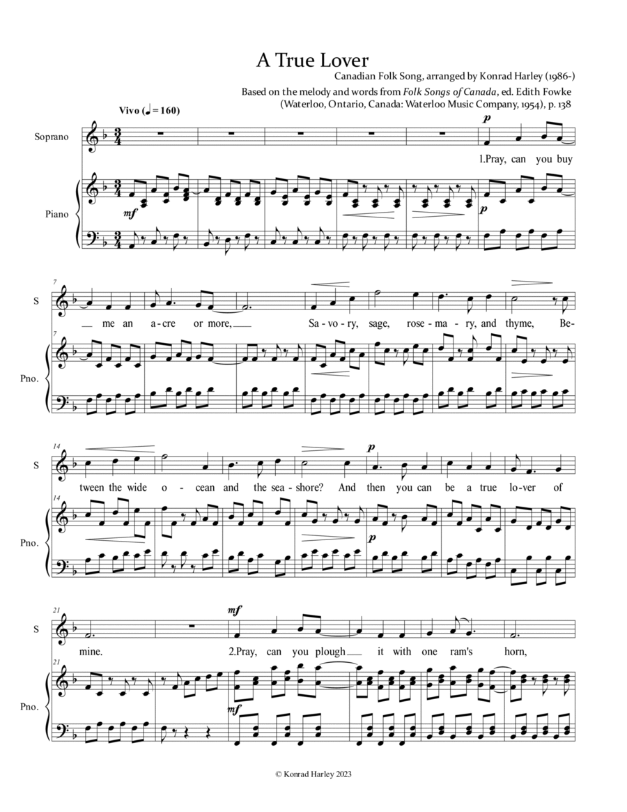 A True Lover Voice scores gallery preview page 1