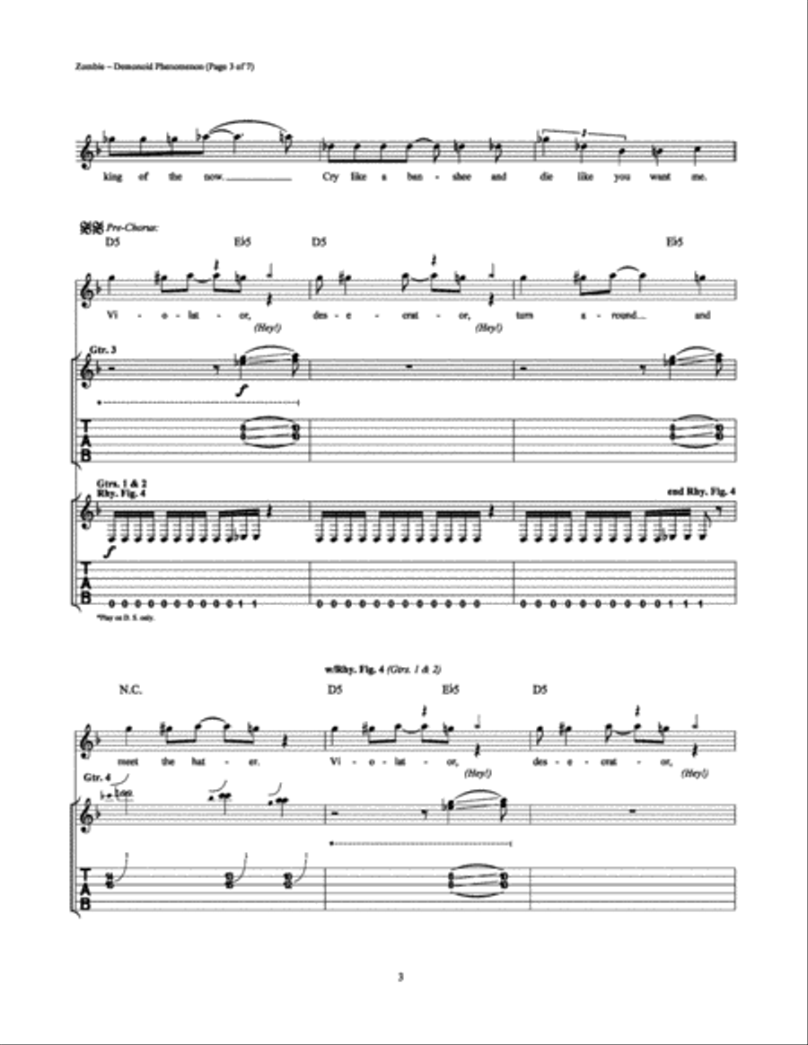 Demonoid Phenomenon Electric Guitar scores gallery preview page 3