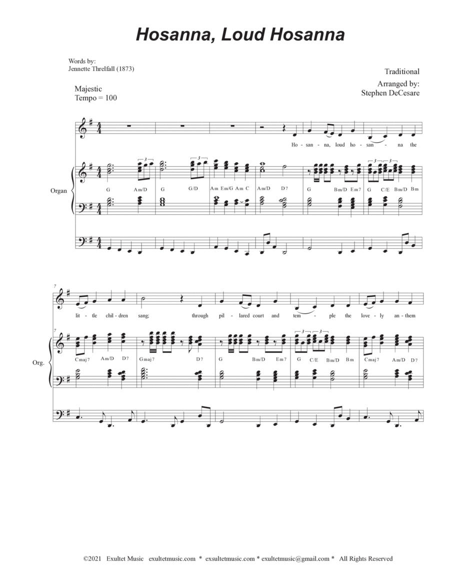 Hosanna, Loud Hosanna (Unison choir - Organ accompaniment) image number null