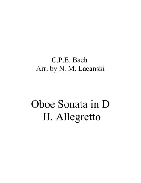 Sonata in D for Oboe and String Quartet II. Allegretto