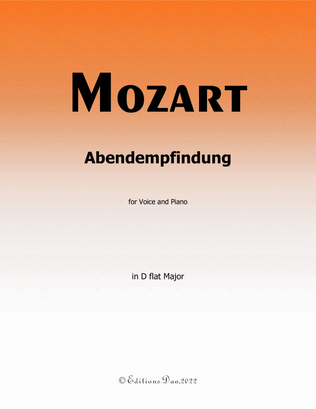Abendempfindung, by Mozart, in D flat Major