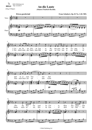 An die Laute, Op. 81 No. 2 (D. 905) (D-flat Major)