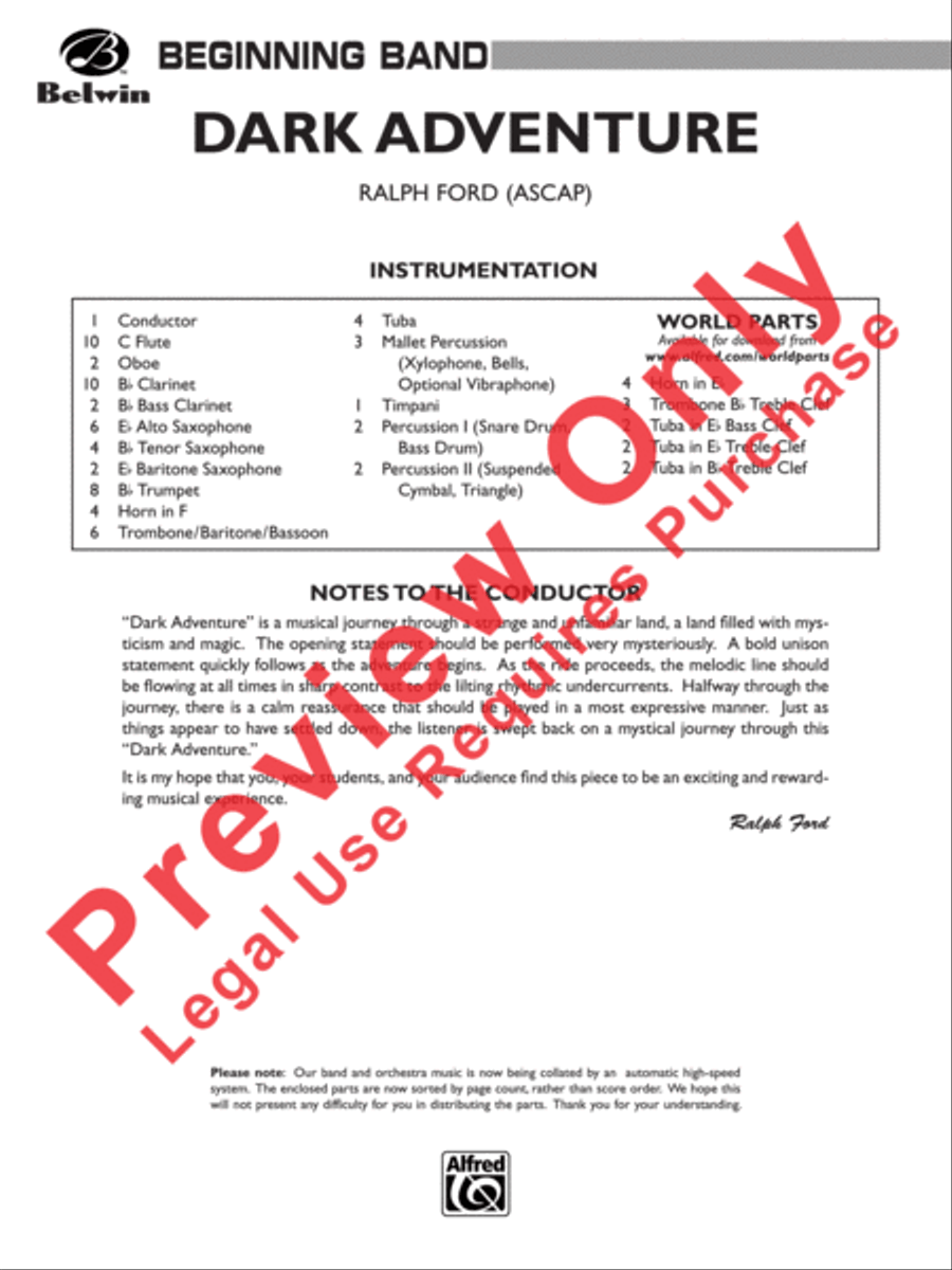 Dark Adventure Concert Band scores gallery preview page 2