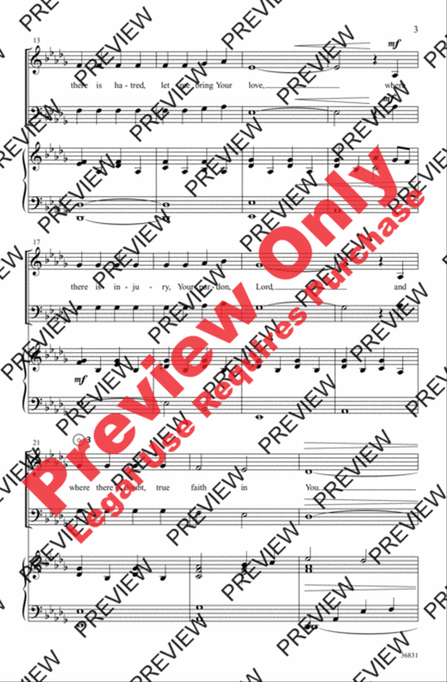Make Me a Channel of Your Peace 4-Part scores gallery preview page 3