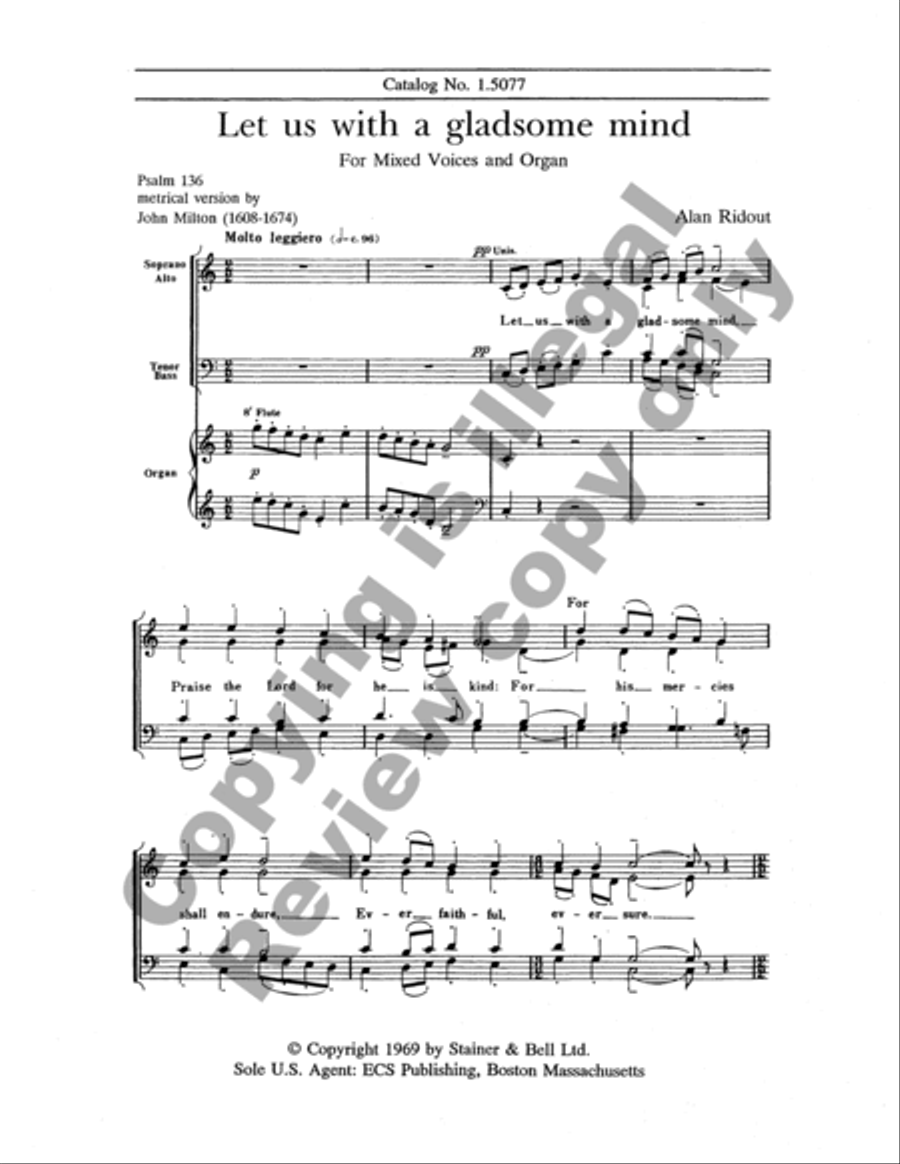 Let Us With a Gladsome Mind 4-Part scores gallery preview page 6