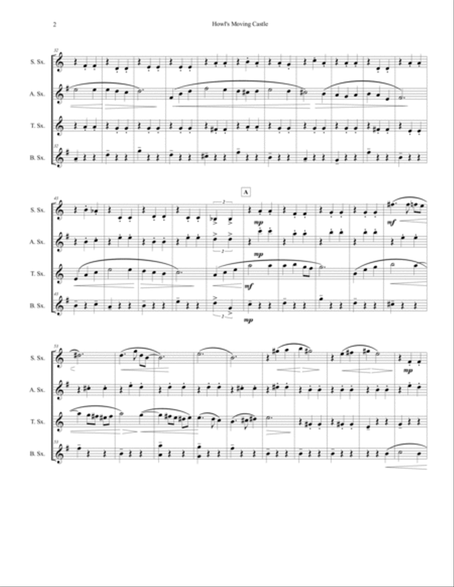Howl's Moving Castle Woodwind Quartet scores gallery preview page 2