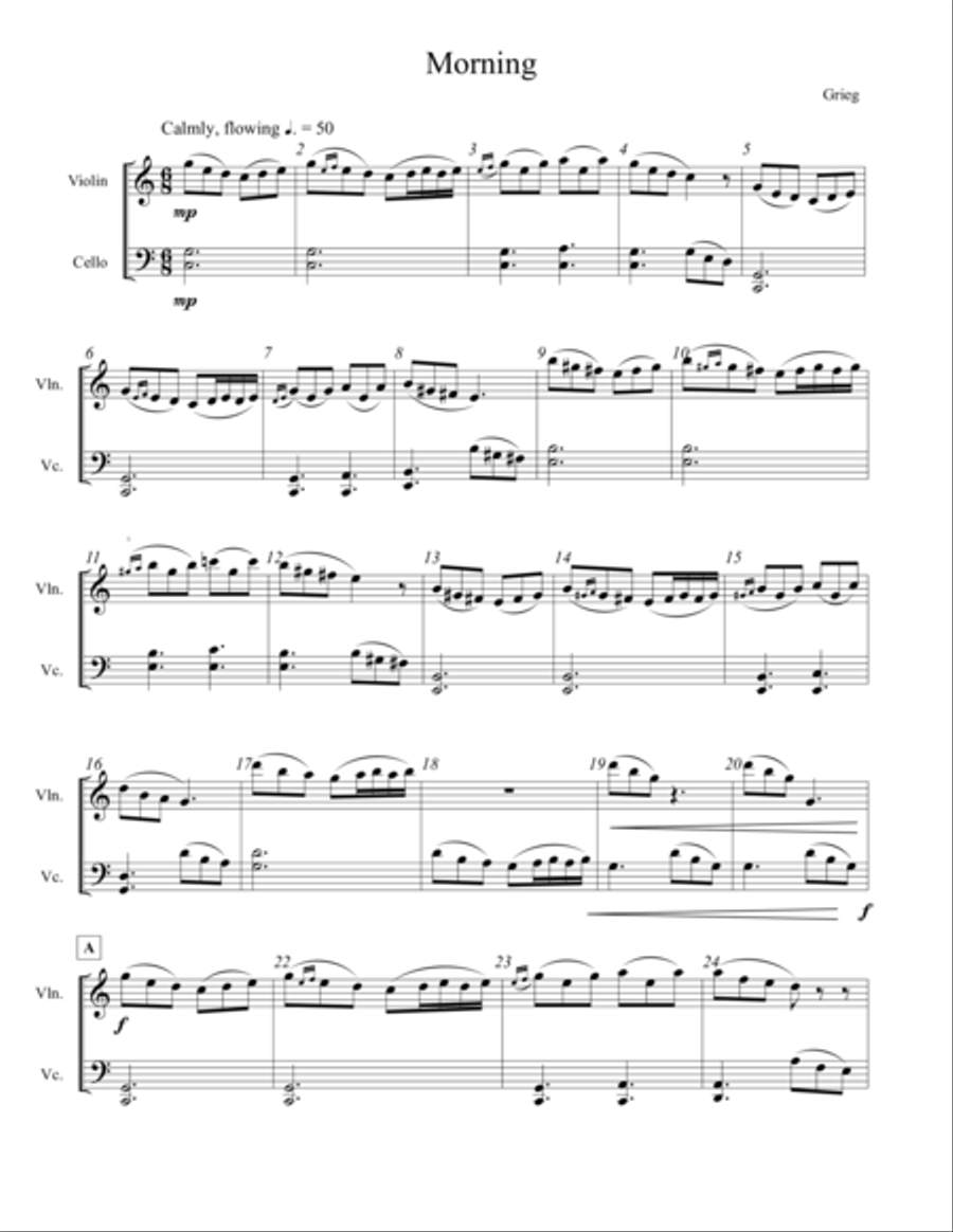 Morning from Peer Gynt Morning from Peer Gynt String Duet scores gallery preview page 1