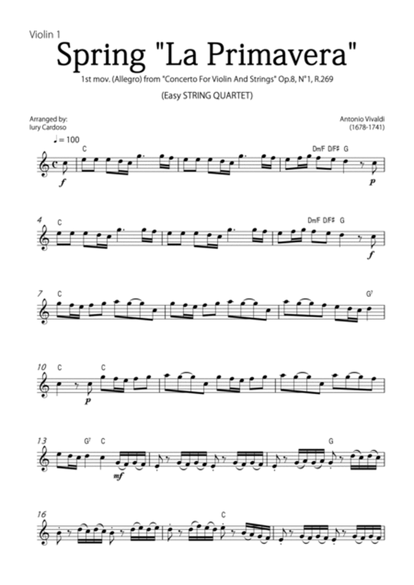 "Spring" (La Primavera) by Vivaldi - Easy version for STRING QUARTET image number null