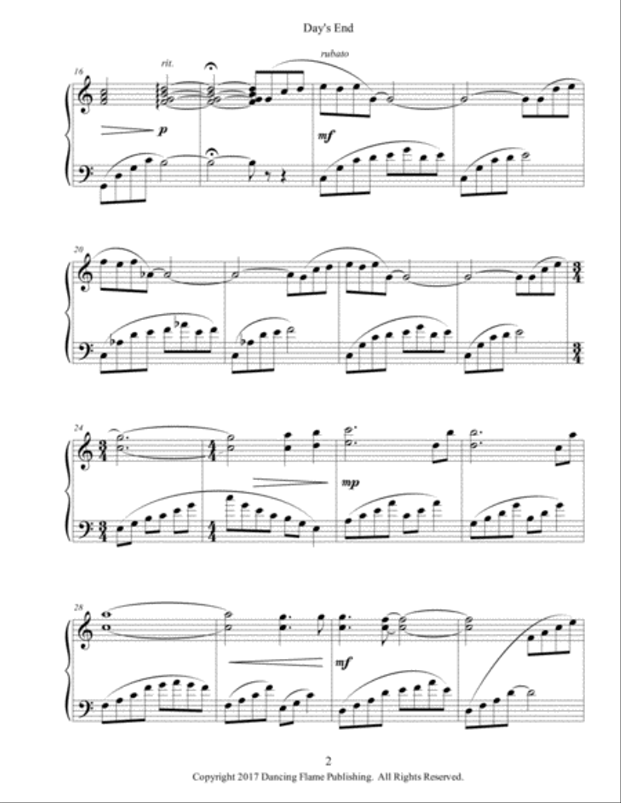Day's End Easy Piano scores gallery preview page 2