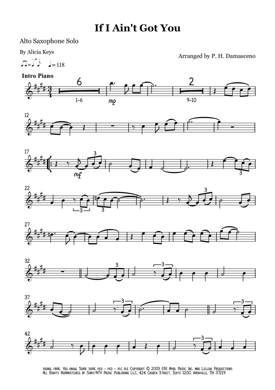 If I Ain't Got You Alto Saxophone scores gallery preview page 1