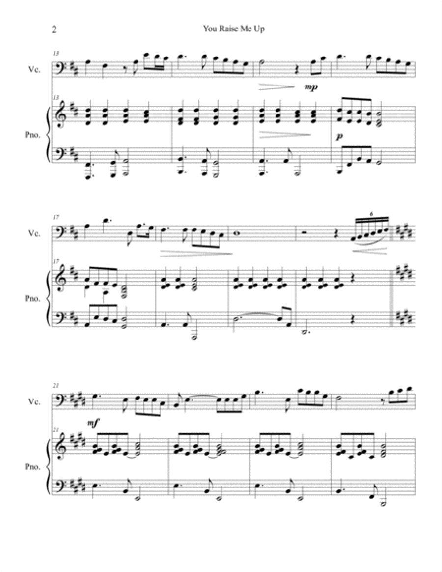 You Raise Me Up Piano scores gallery preview page 3
