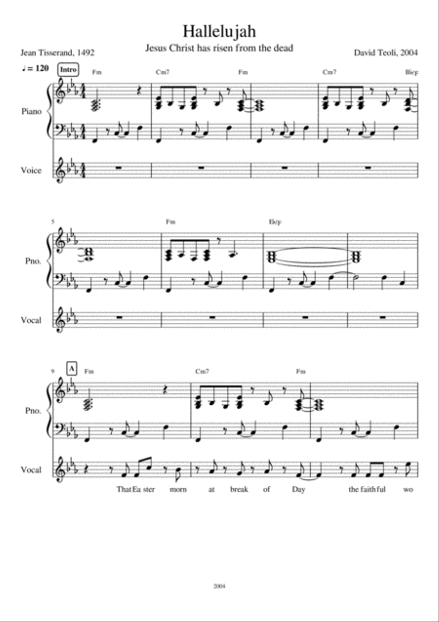 Hallelujah - Jesus Christ is risen from the dead Voice scores gallery preview page 1