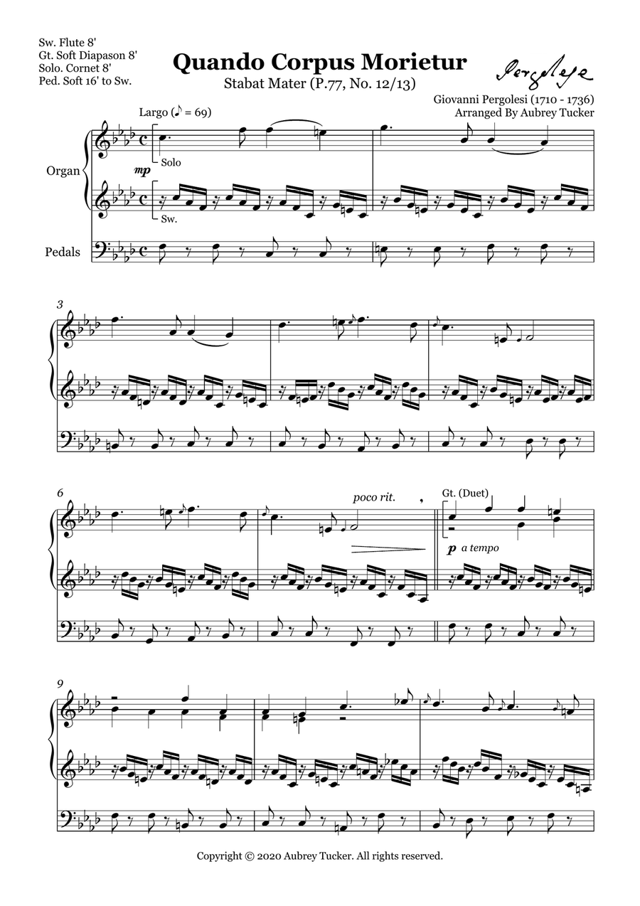 Organ: Quando Corpus Morietur & Amen (Stabat Mater P.77, No. 12/13) - Giovanni Pergolesi Organ Solo scores gallery preview page 2
