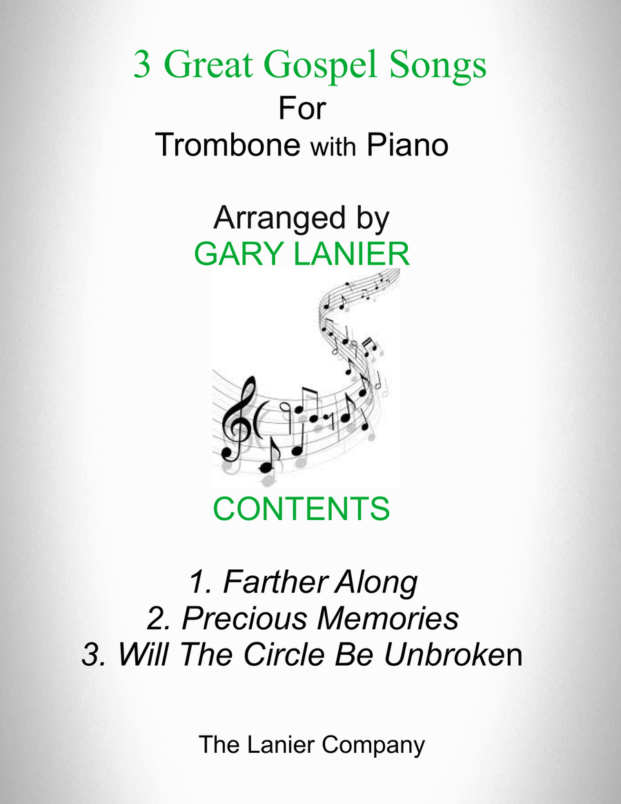 3 GREAT GOSPEL SONGS (for Trombone with Piano - Instrument Part included) Piano scores gallery preview page 1