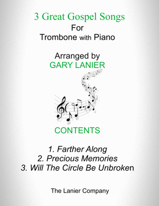 Book cover for 3 GREAT GOSPEL SONGS (for Trombone with Piano - Instrument Part included)