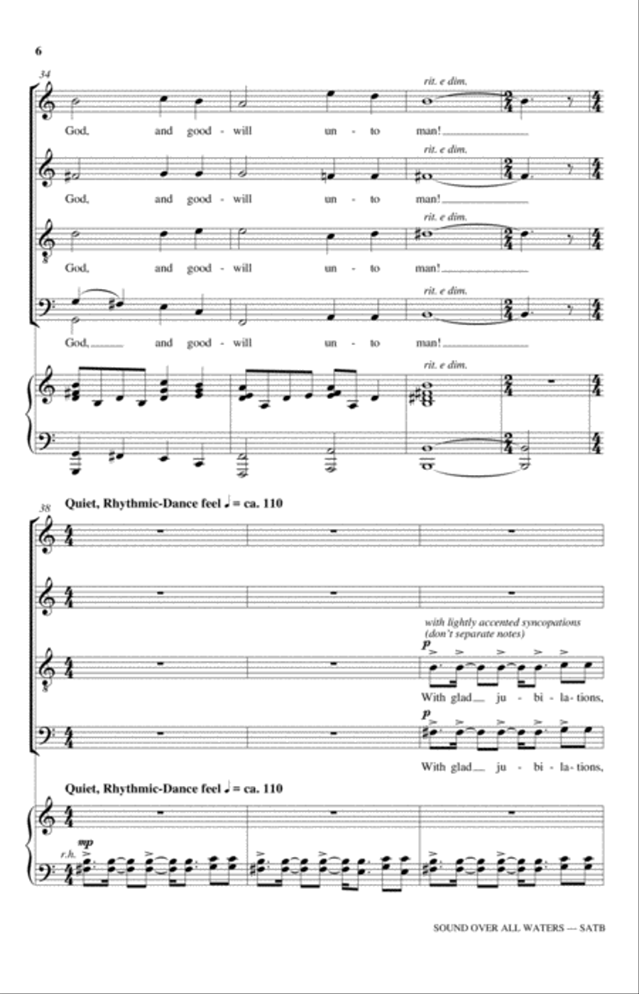 Sound Over All Waters 4-Part scores gallery preview page 6