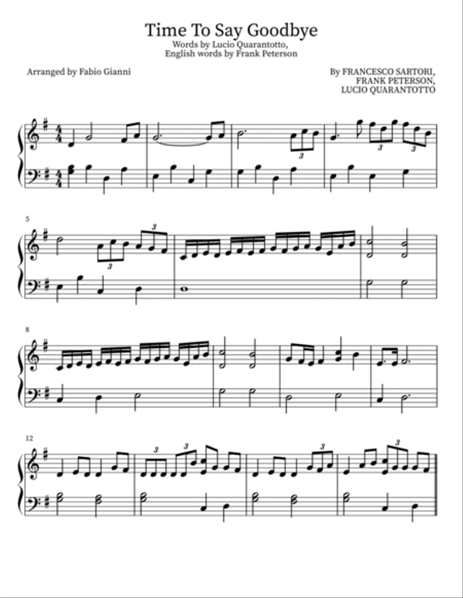 Time To Say Goodbye Easy Piano scores gallery preview page 2