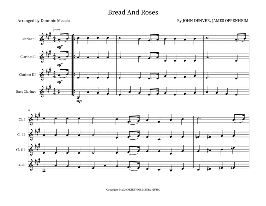 Bread And Roses Small Ensemble scores gallery preview page 1