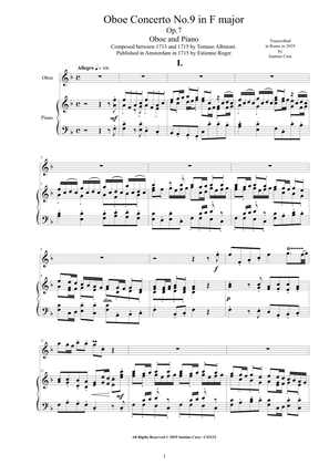 Book cover for Albinoni - Oboe Concerto No.9 in F major Op.7 for Oboe and Piano